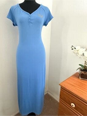 True Religion Pacific Coast V-Neck Henley Ribbed Midi Dress Size L (NWT)
